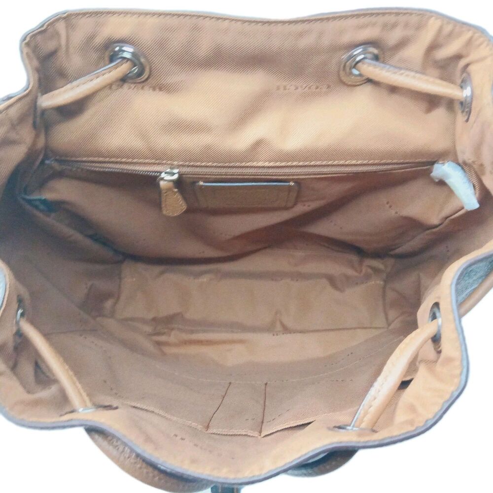 Coach Turnlock Rucksack 37582 Backpack Brown Pebble Leather Bag Retail $398 - Picture 8 of 13